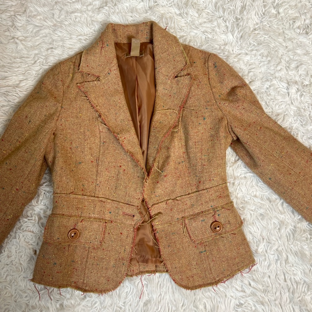 Tan Tailored Blazer with Notched Lapels